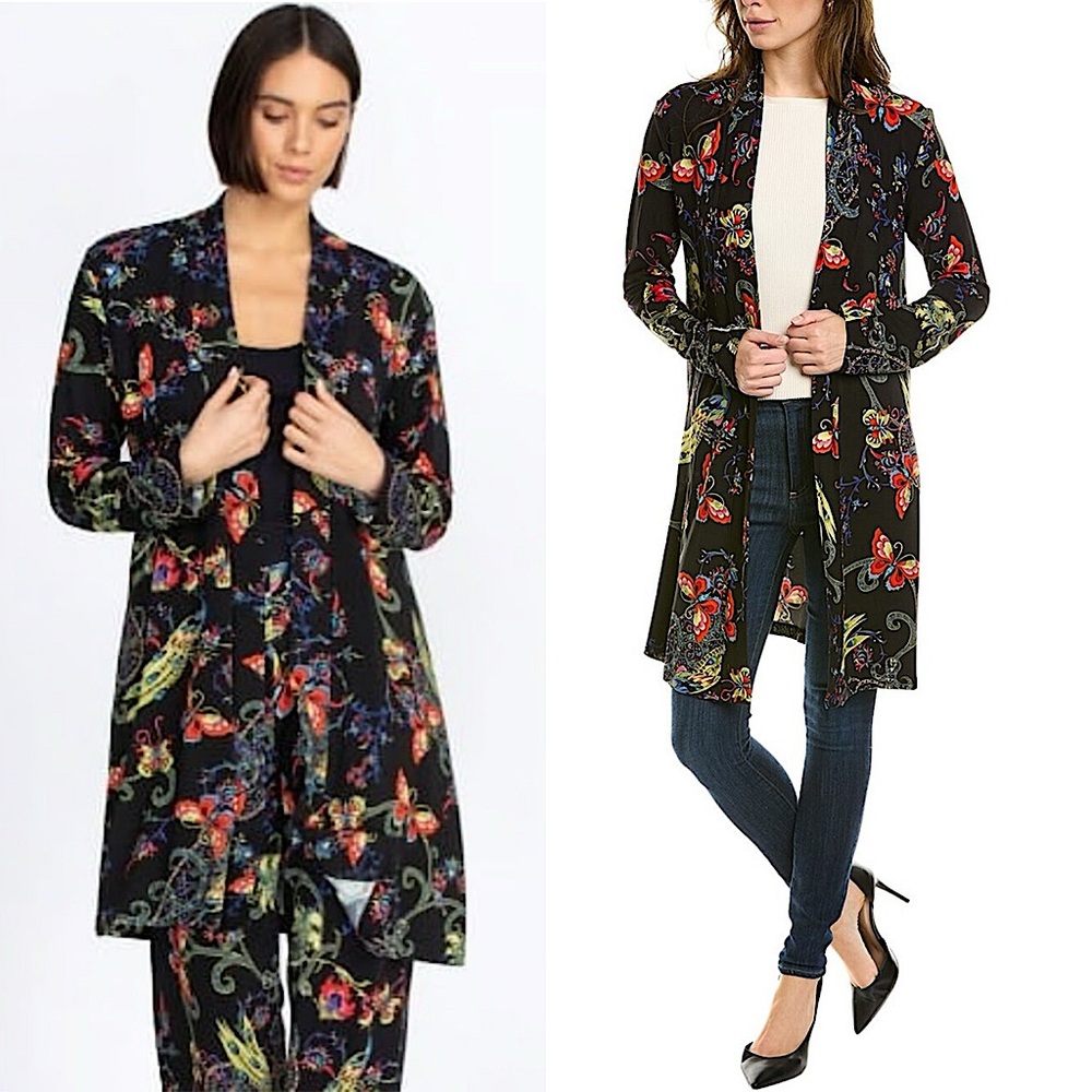 Johnny Was Pottery Knit Cardigan‎ Wide Leg Pull On Pants Set S/M Oriental Kimono